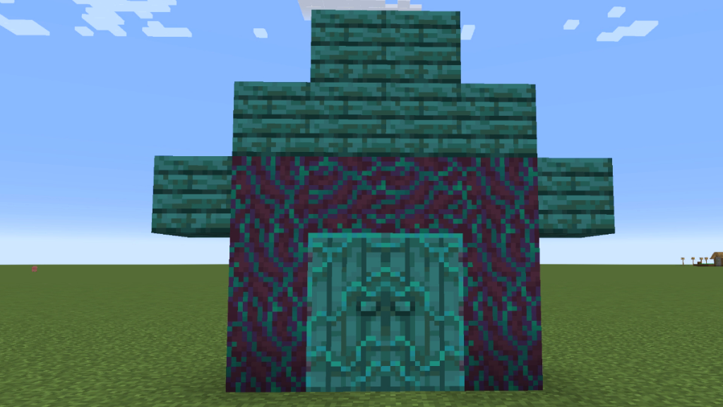 warped wood house frame in Minecraft