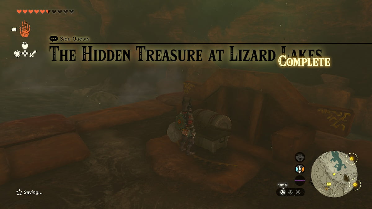 Tears of the Kingdom Hidden Treasure at Lizard Lakes Location in TotK
