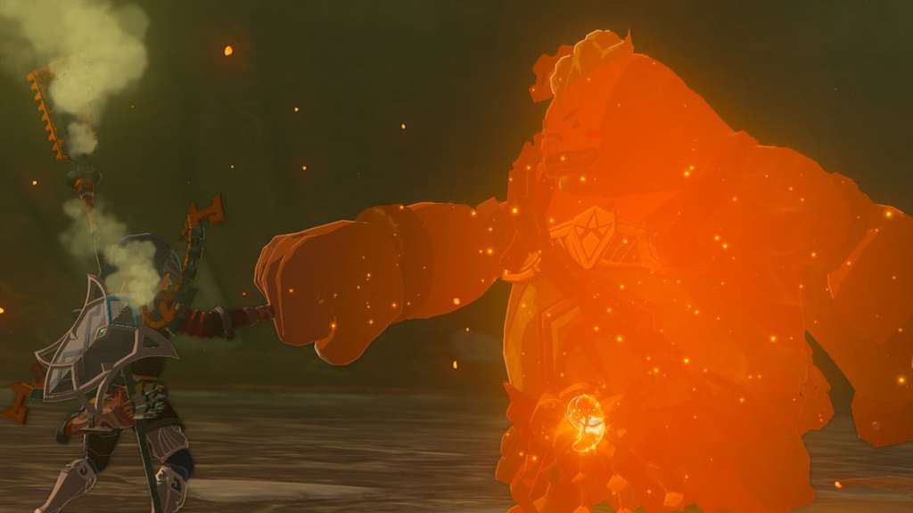 Yunobo fist bumping Link in Tears of the Kingdom