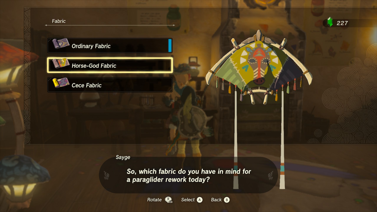 Tears of the Kingdom Zelda How to Change Your Glider Fabric in TotK