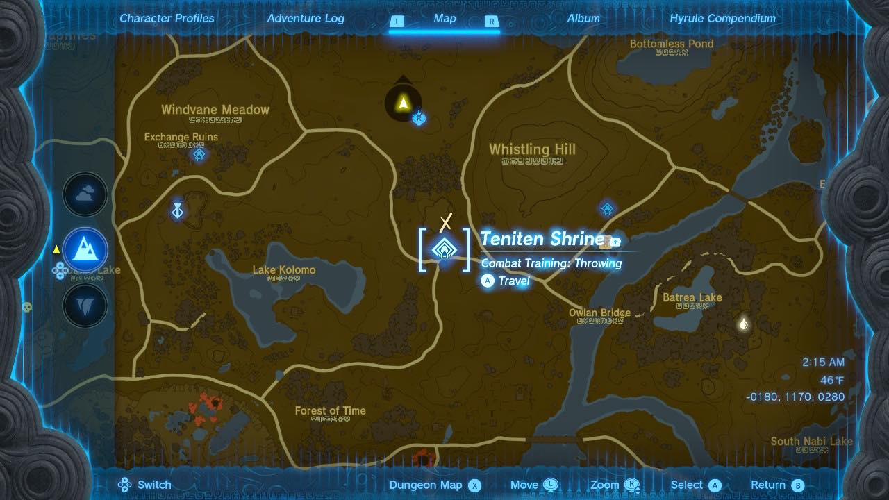 Teniten Shrine TotK Map
