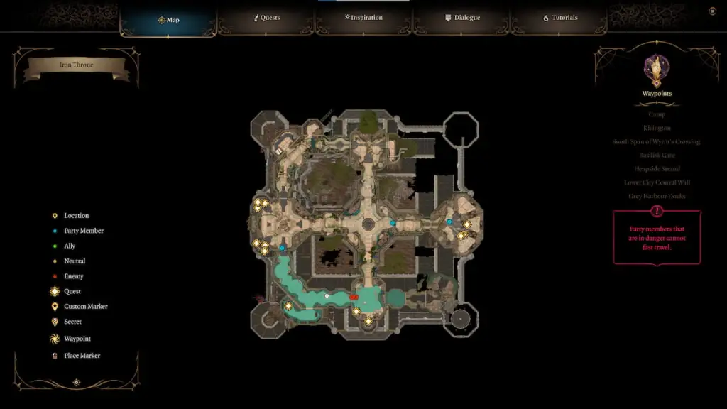 BG3 screenshot of the Iron Throne map.