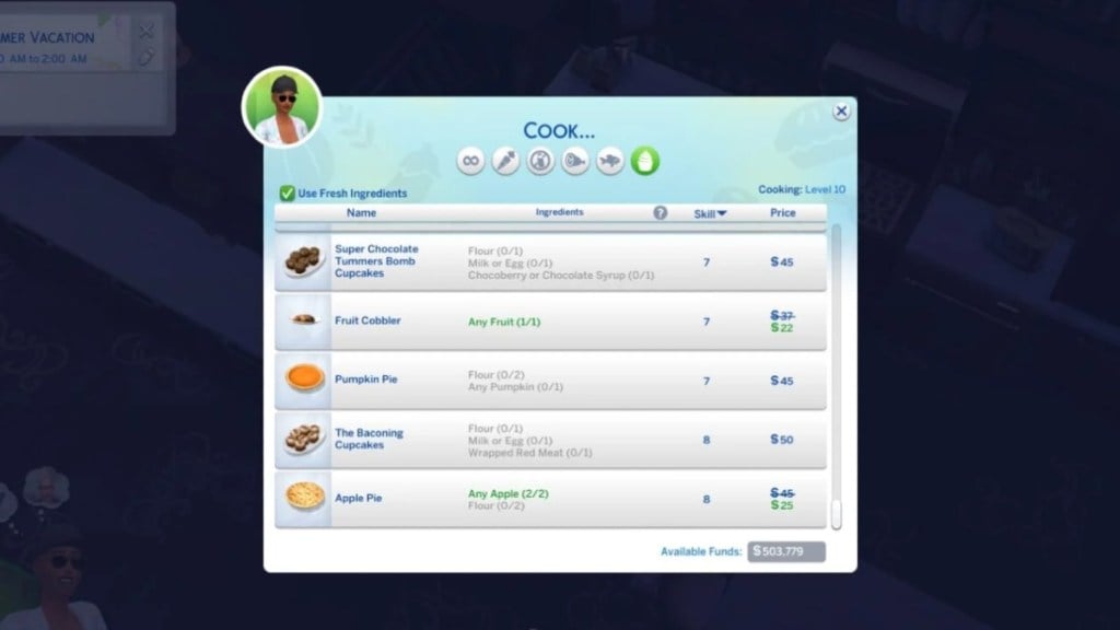 Sims 4 Cooking Menu Update