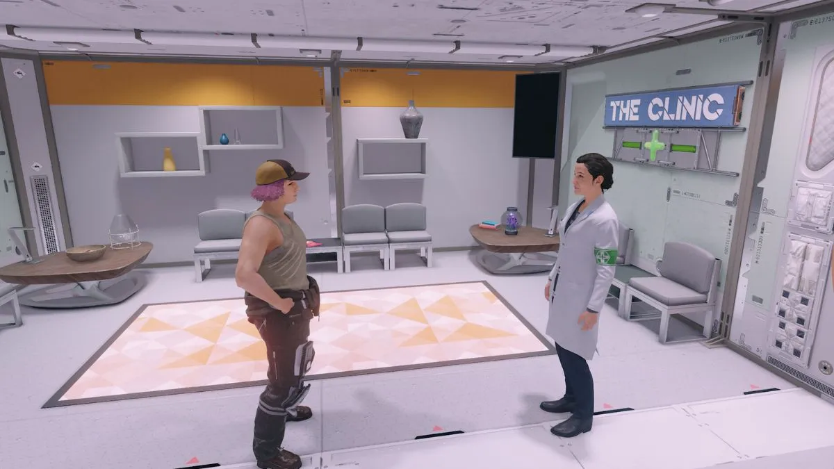 talking to a doctor in the clinic in starfield