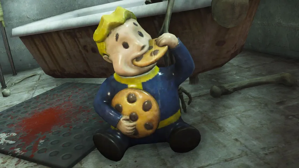 мальчик из убежища ест печенье Fallout 76