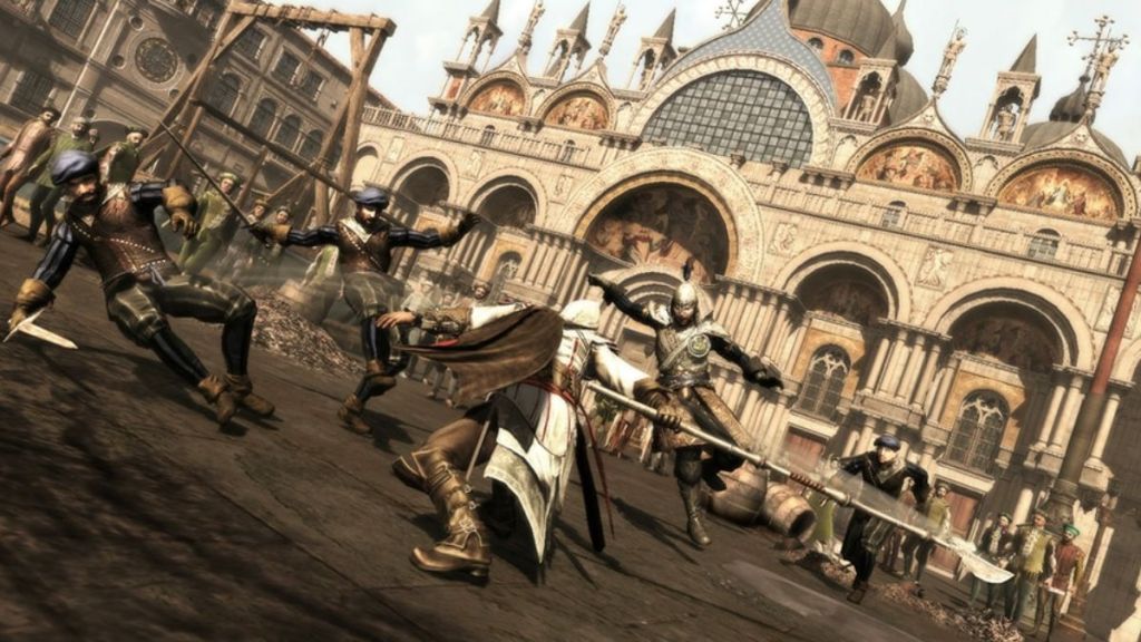 ezio attacking soldiers in assassins creed 2
