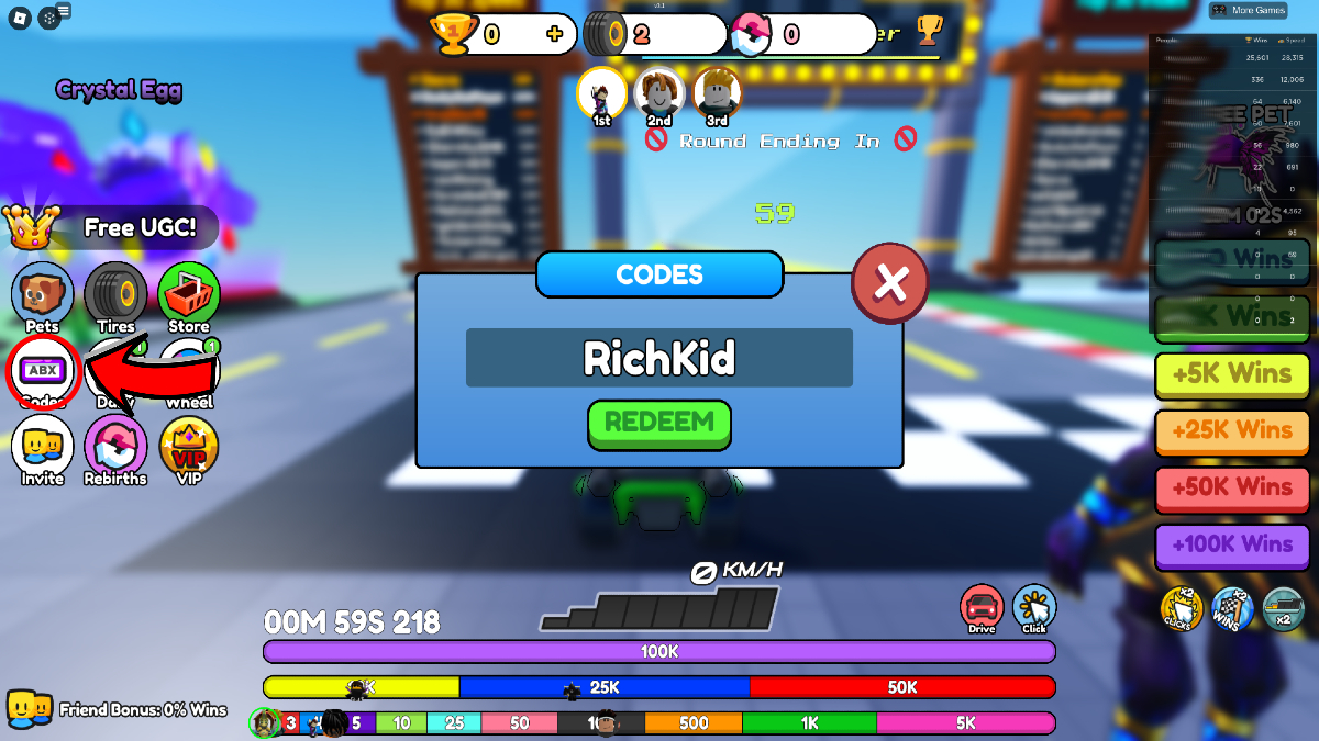 Go Kart Race Clicker Roblox Code Screen