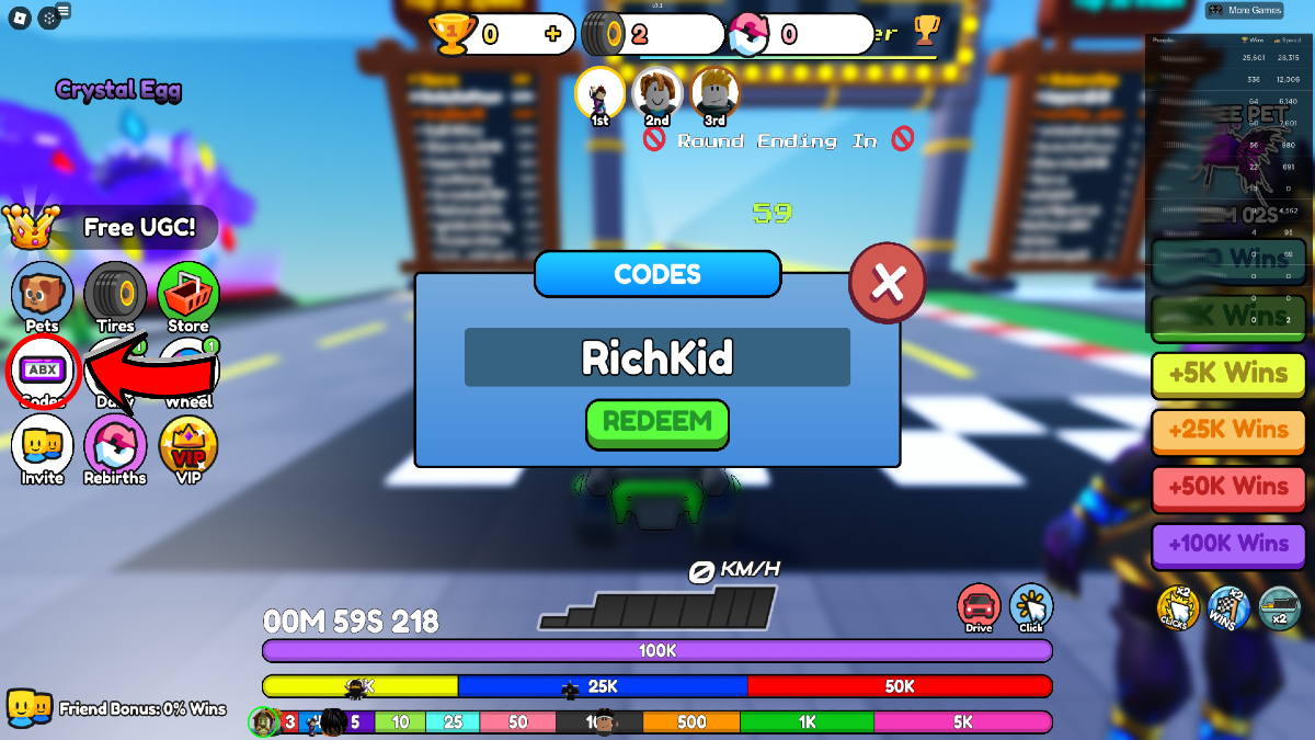 Race Clicker codes December 2023