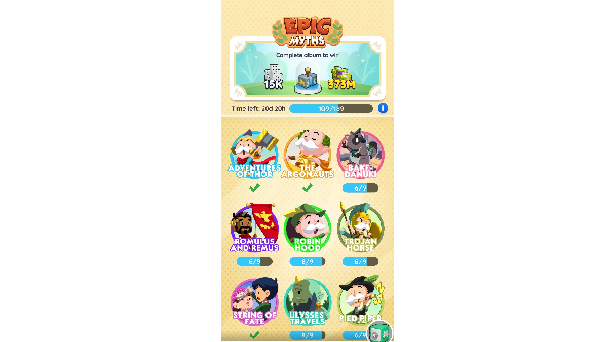 Stickers Collection & Completion in Monopoly GO