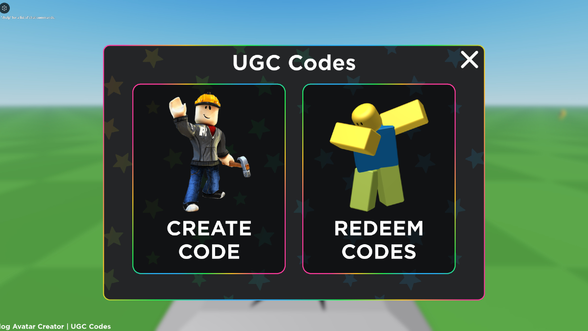 UGC Codes Creation Screen