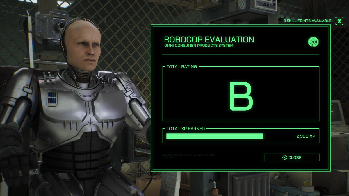 RoboCop Evalution Screen in RoboCop: Rogue City
