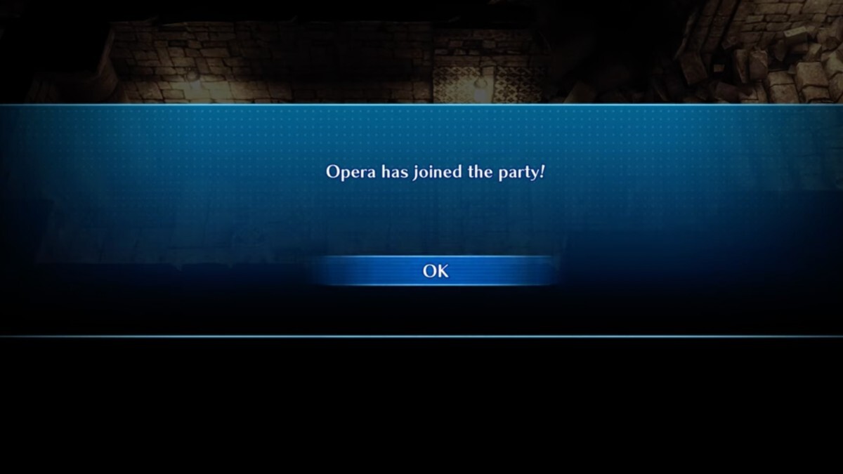 Blue text box containing text which reads "Opera has joined the party!"