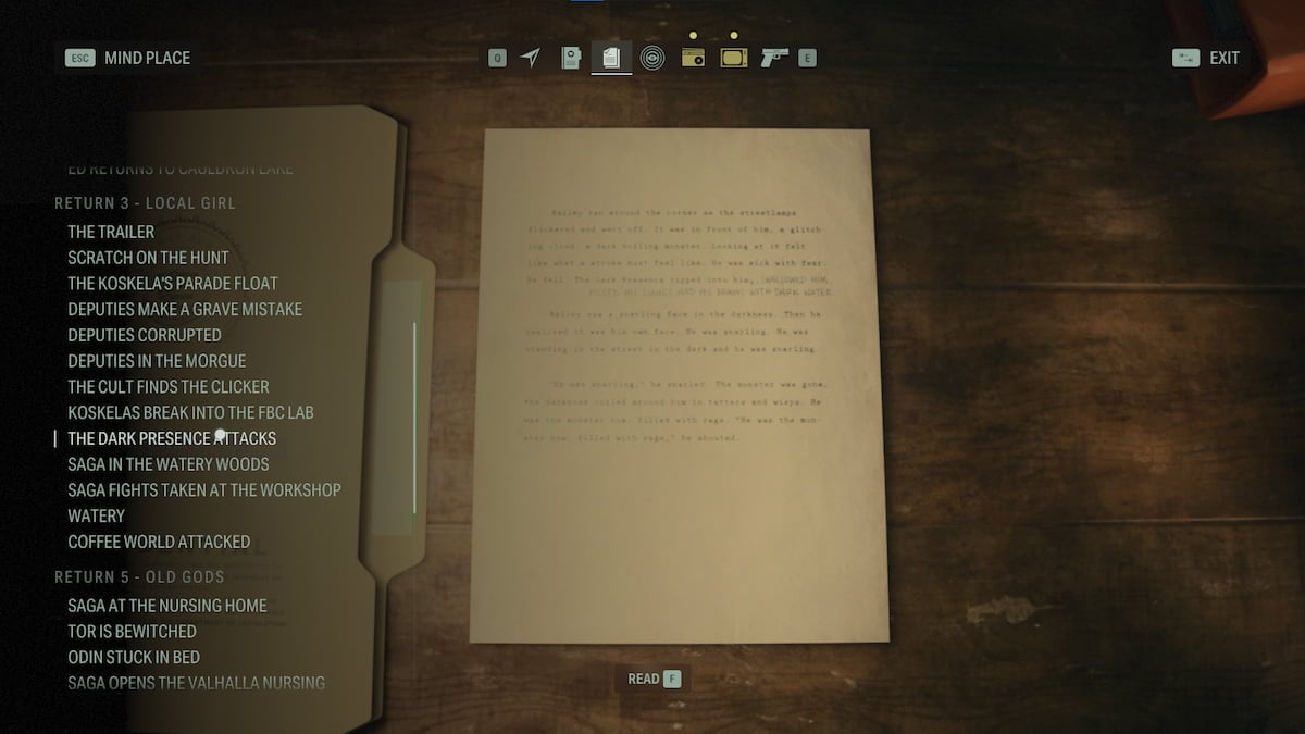 All Watery Manuscript Pages in Alan Wake 2