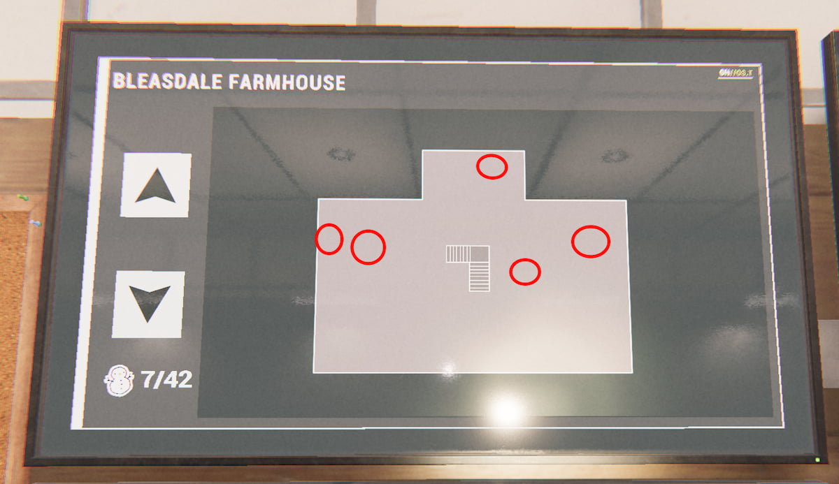 All Bleasdale Farmhouse Dancing Snowmen locations in Phasmophobia