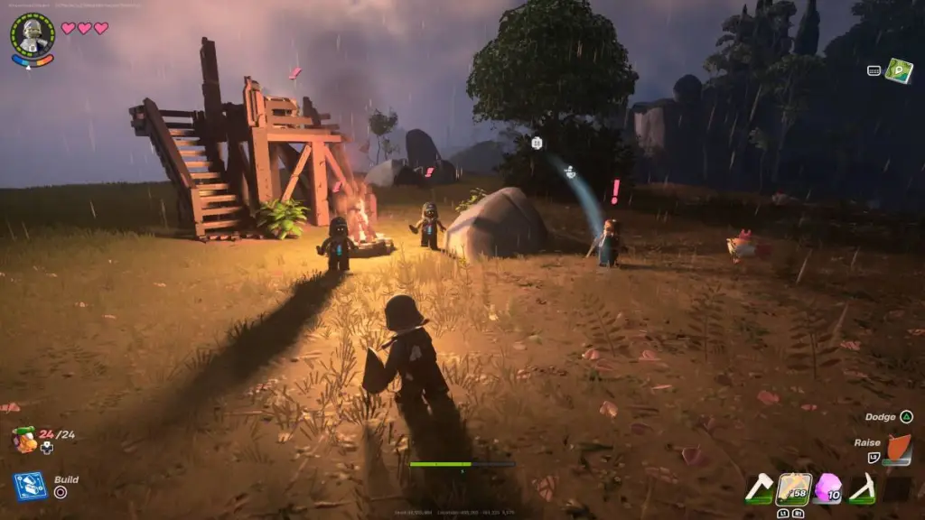 LEGO Fortnite screenshot of a hostile npc camp
