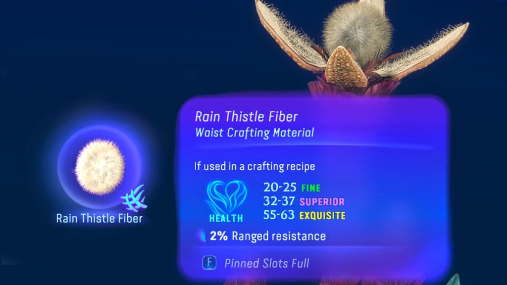 Rain Thistle Fiber info in Avatar Frontiers of Pandora