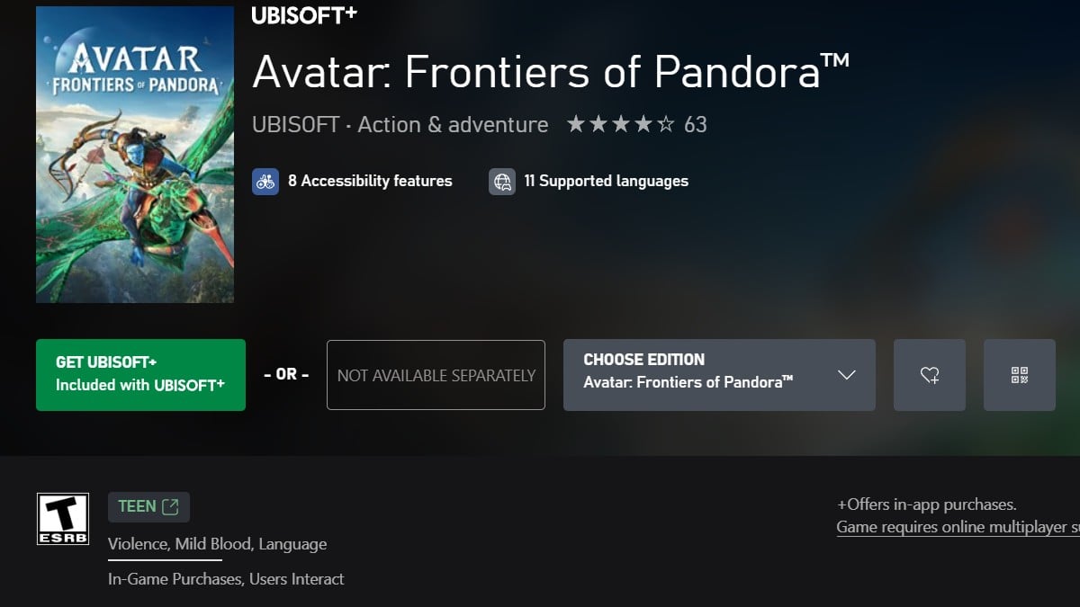 Is Avatar: Frontiers of Pandora в Xbox Game Pass