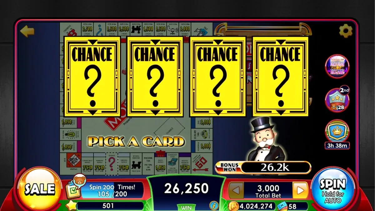 cards in monopoly slots