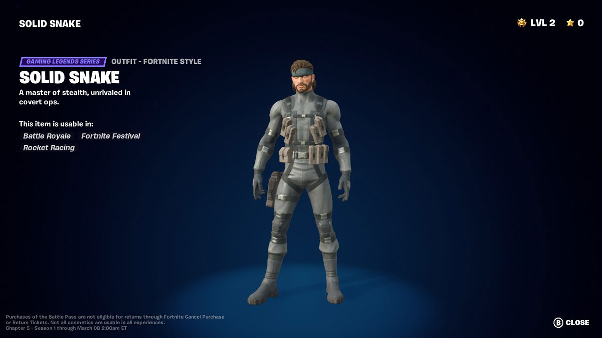 Fortnite Solid Snake Skins Release Date & How to Get Them