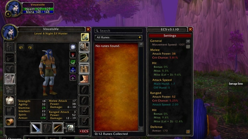 WoW Character addon extended character stats