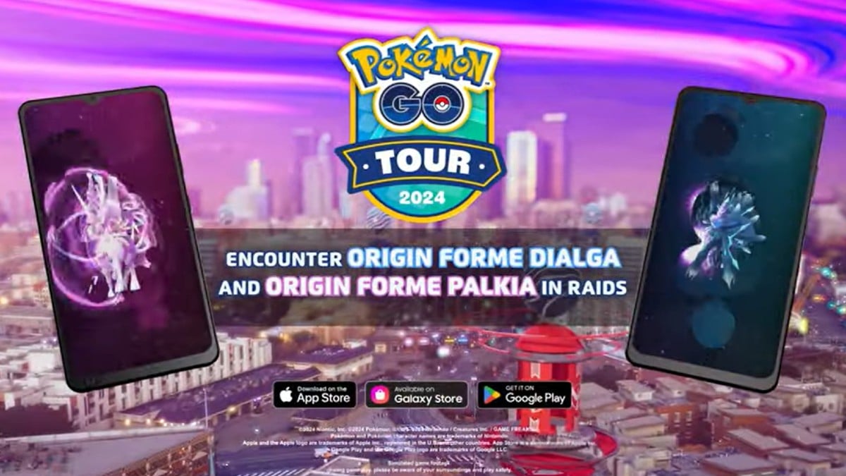 Origin Forme Dialga and Origin Forme Palkia Pokemon GO Debut Sinnoh Tour