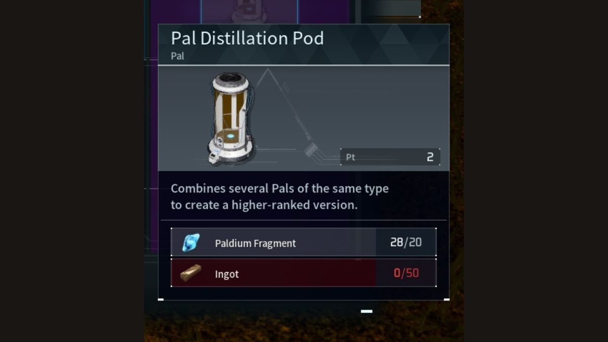 Pal Distillation Pod Palworld