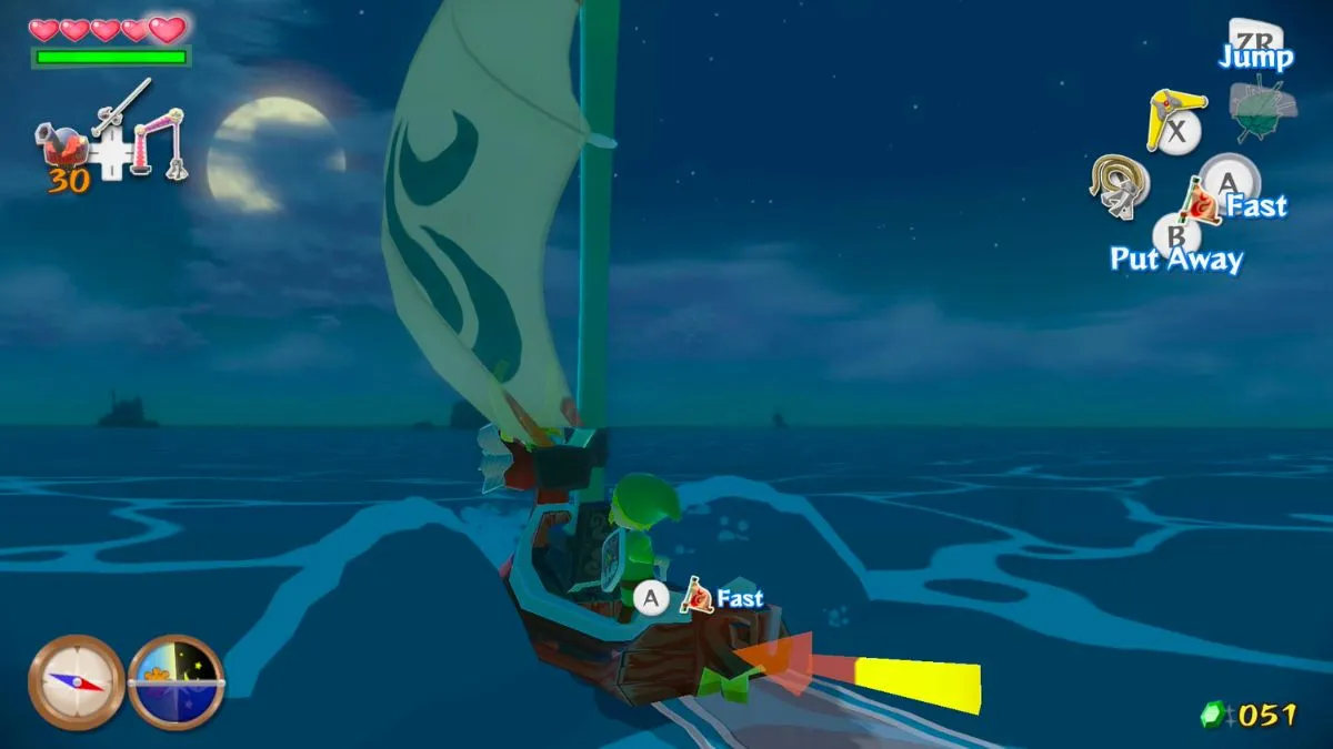 link sailing in the legend of zelda the wind waker