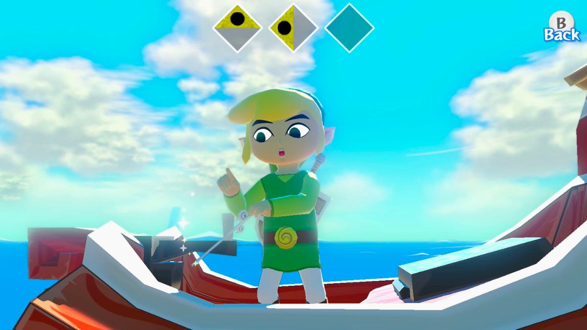 link using the wind waker in the legend of zelda the wind waker hd