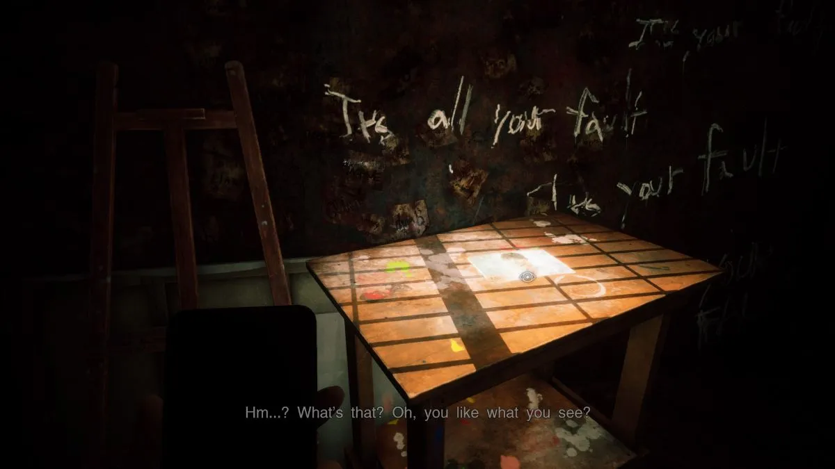 table with easel picture silent hill the short message