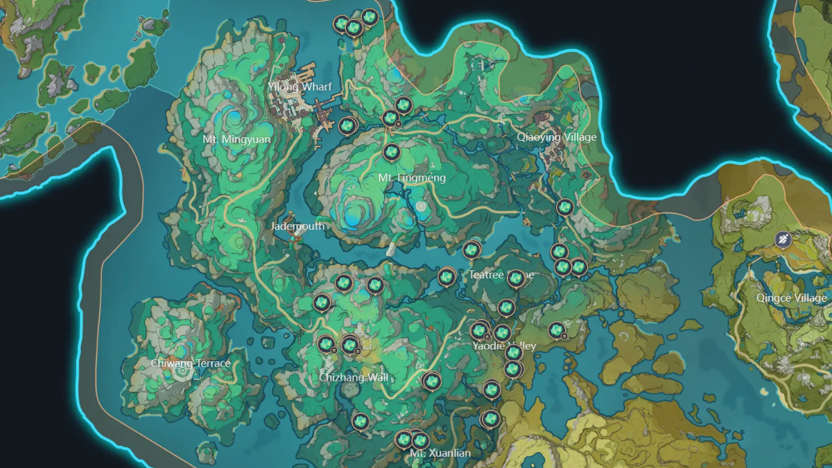 Genshin Impact Clearwater Jade Locations Map