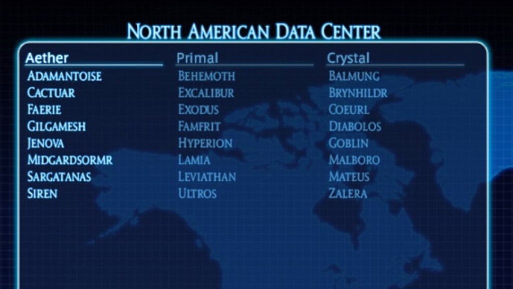 North American Data Centers from Final Fantasy XIV