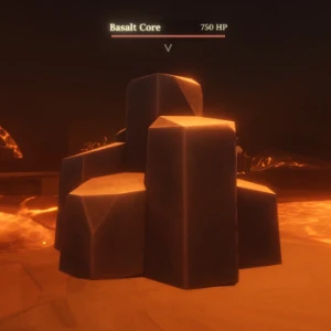 Basalt Core inside the Volcano in The Forge Roblox experience