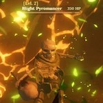 Blight Pyromancer enemy in the Volcanic Depths in The Forge Roblox experience