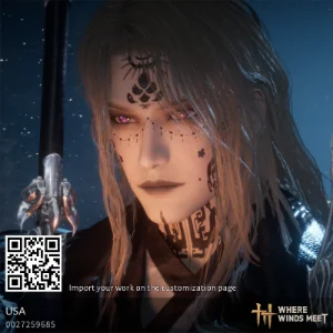 Dark blonde male character design code in Where Winds Meet (WWM)