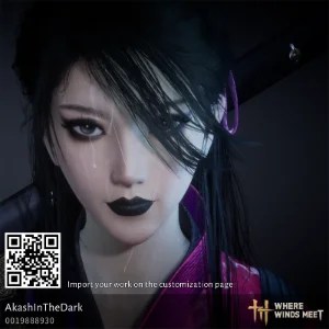 Dark goth girl character creation code in Where Winds Meet (WWM)