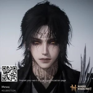 Dark goth vampire male character design code in Where Winds Meet (WWM)
