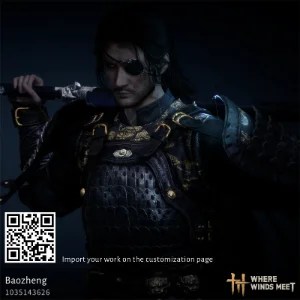 Dark warrior male character design code in Where Winds Meet (WWM)