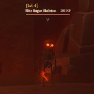 Elite Rogue Skeleton inside the Volcano in The Forge Roblox experience