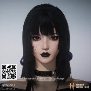Goth dark girl character creation code in Where Winds Meet (WWM)