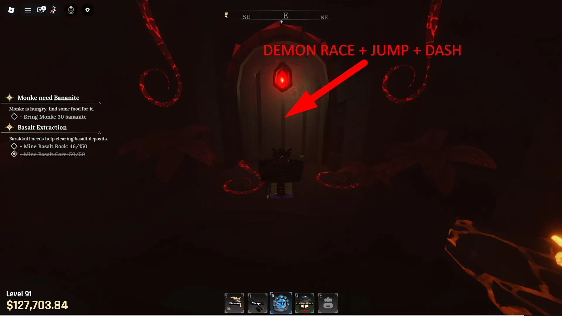 How to obtain the Demonic Pickaxe in The Forge Roblox experience