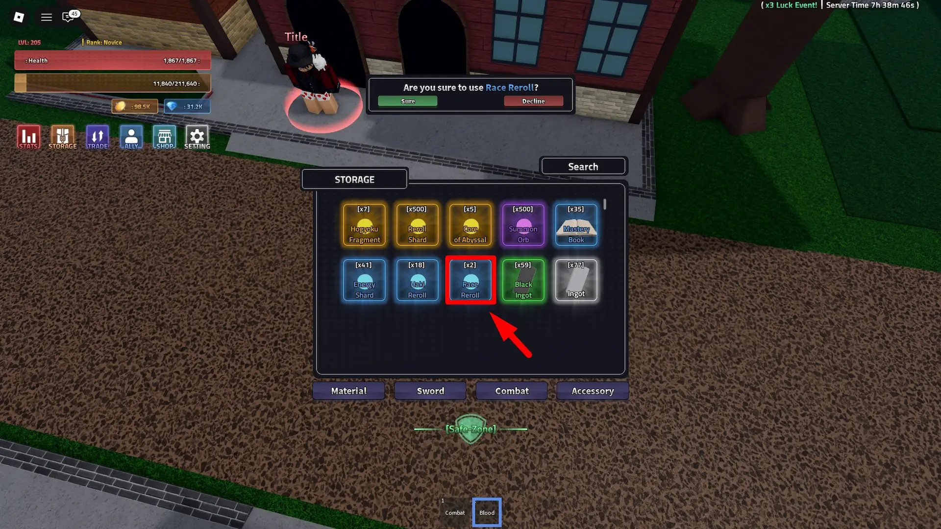 How to get Race Rerolls and change race in Rogue Piece Roblox experience