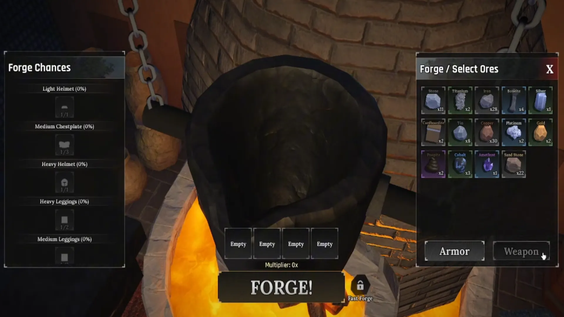 How to forge armor and weapons in The Forge Roblox experience