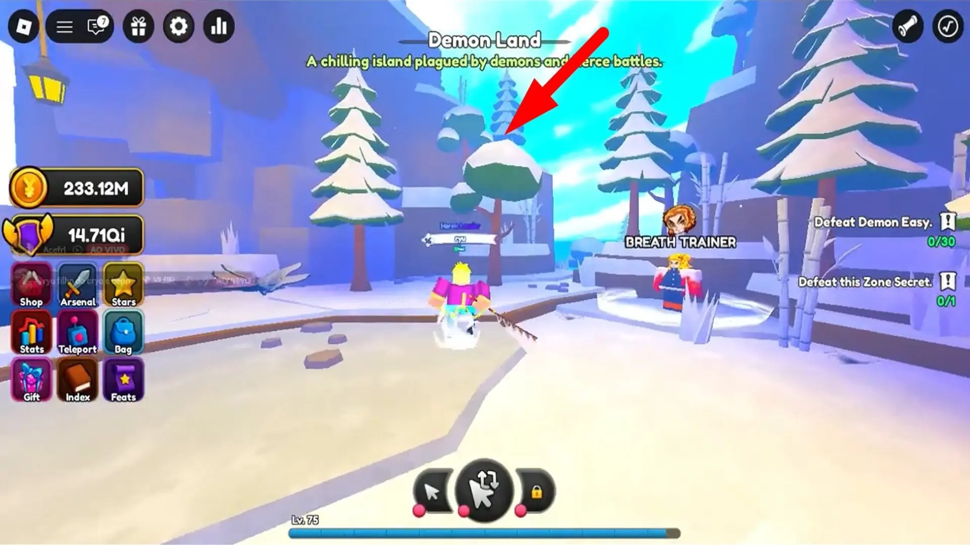 Secret boss world 4 Demon Land Alaza location in the Anime Weapons Roblox experience