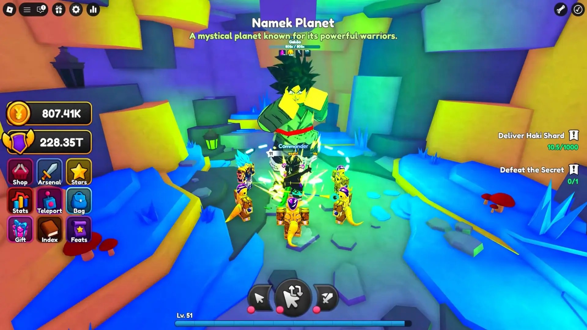 Secret boss world 2 Namek Planet Gekao in the Anime Weapons Roblox experience