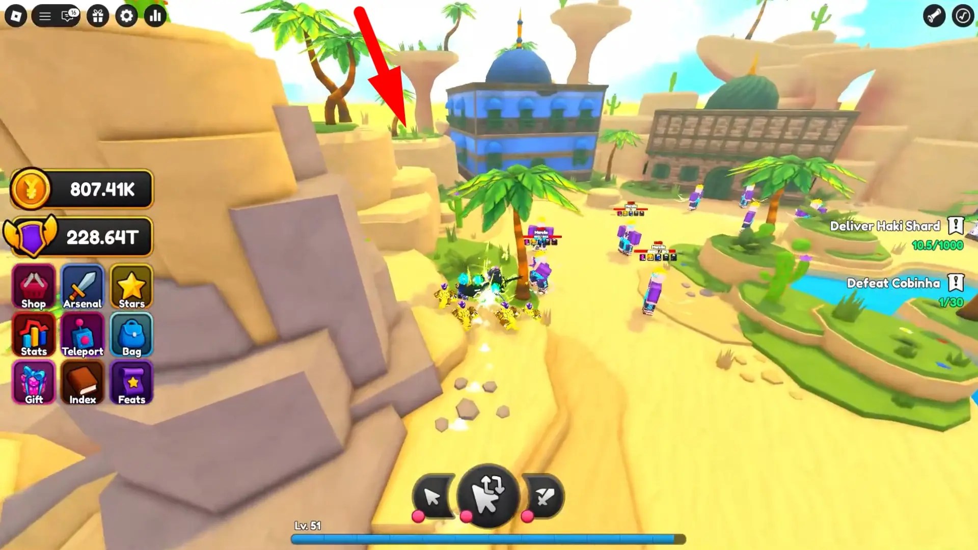 Secret boss world 3 Sand Land Leopardo location in the Anime Weapons Roblox experience