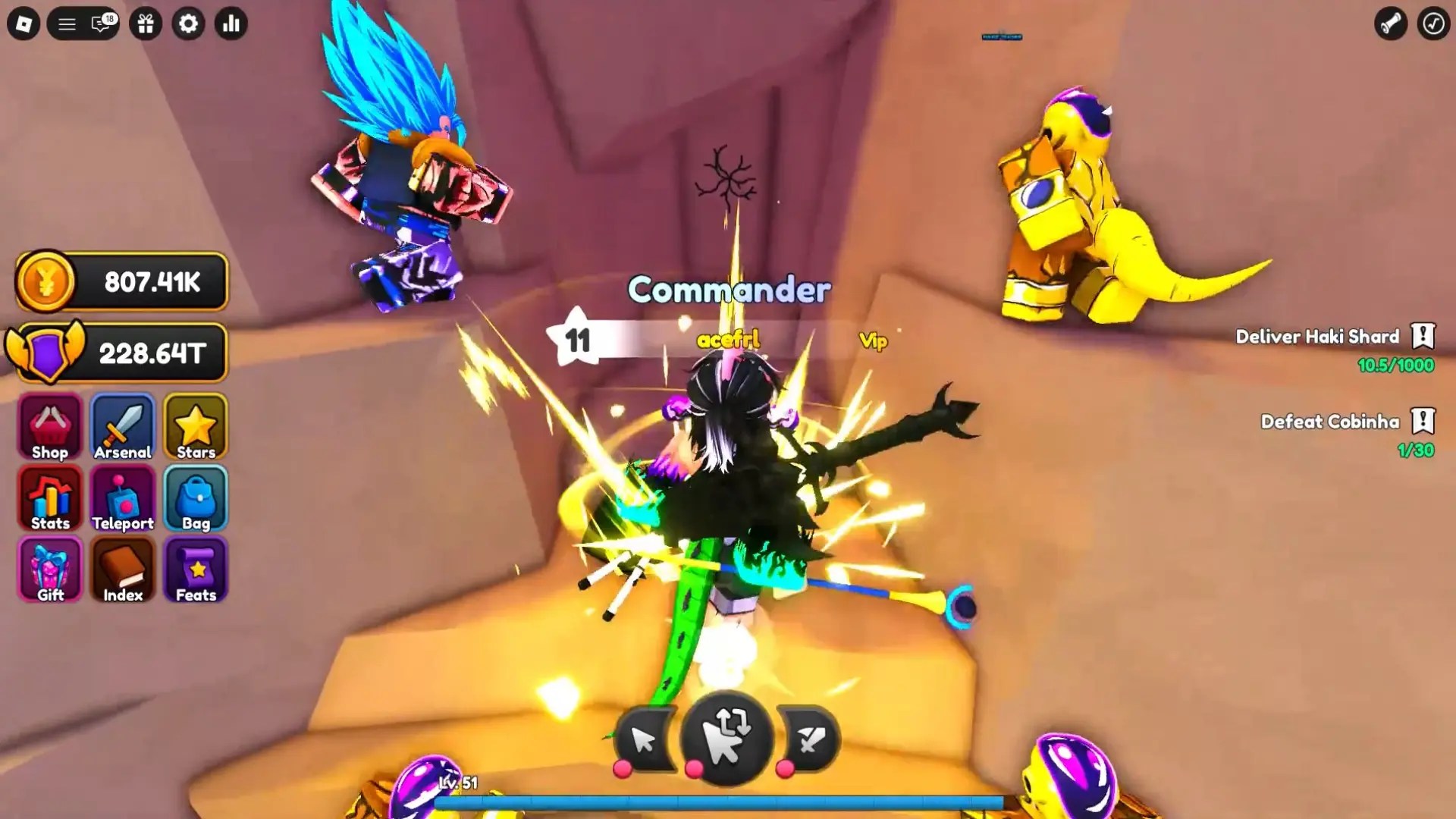 Secret boss world 3 Sand Land Leopardo location in the Anime Weapons Roblox experience