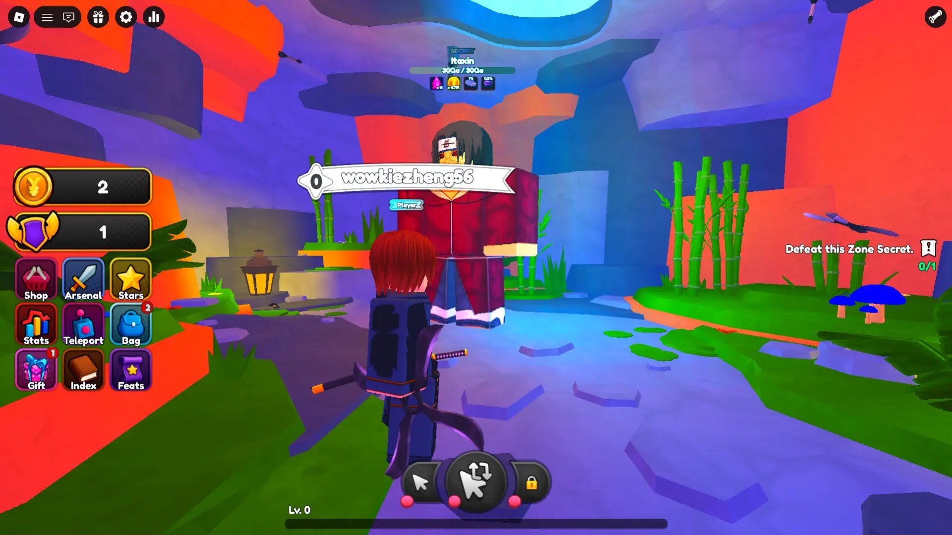 Secret boss Shinobi Village Itaxin in the Anime Weapons Roblox experience