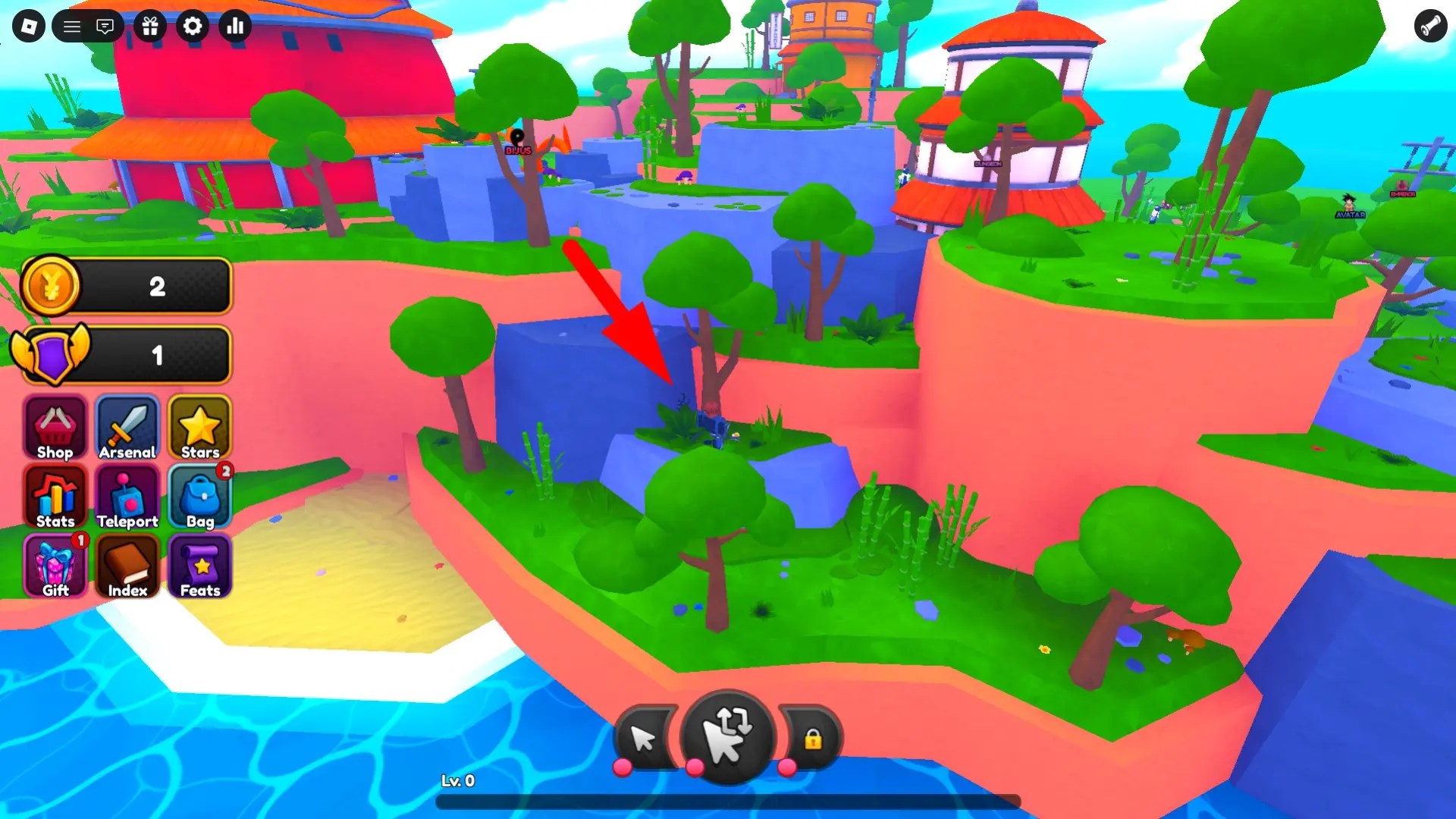 Secret boss world 1 Shinobi Village Itaxin location in the Anime Weapons Roblox experience