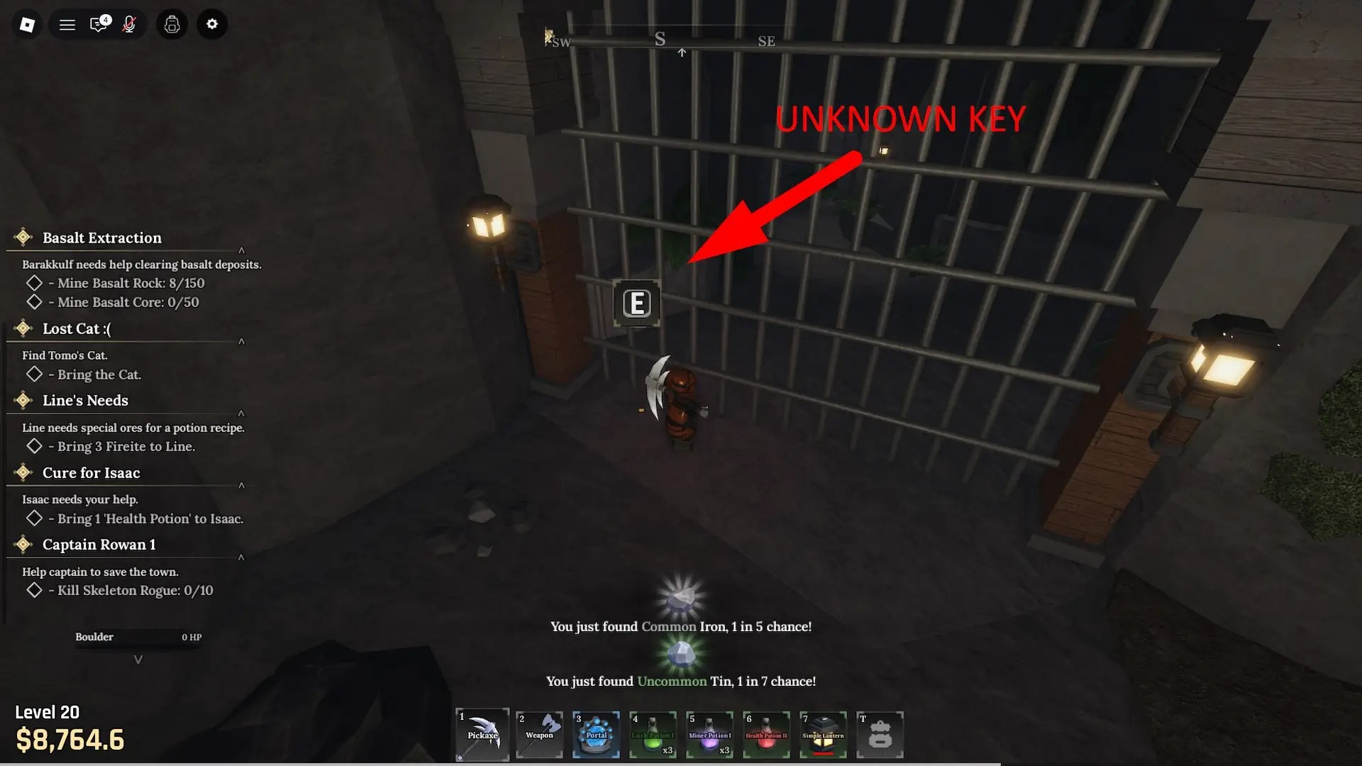 Where to use the Unknown Key in The Forge Roblox experience