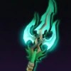 Green Flame Trident in the Spear Fishing Roblox experience